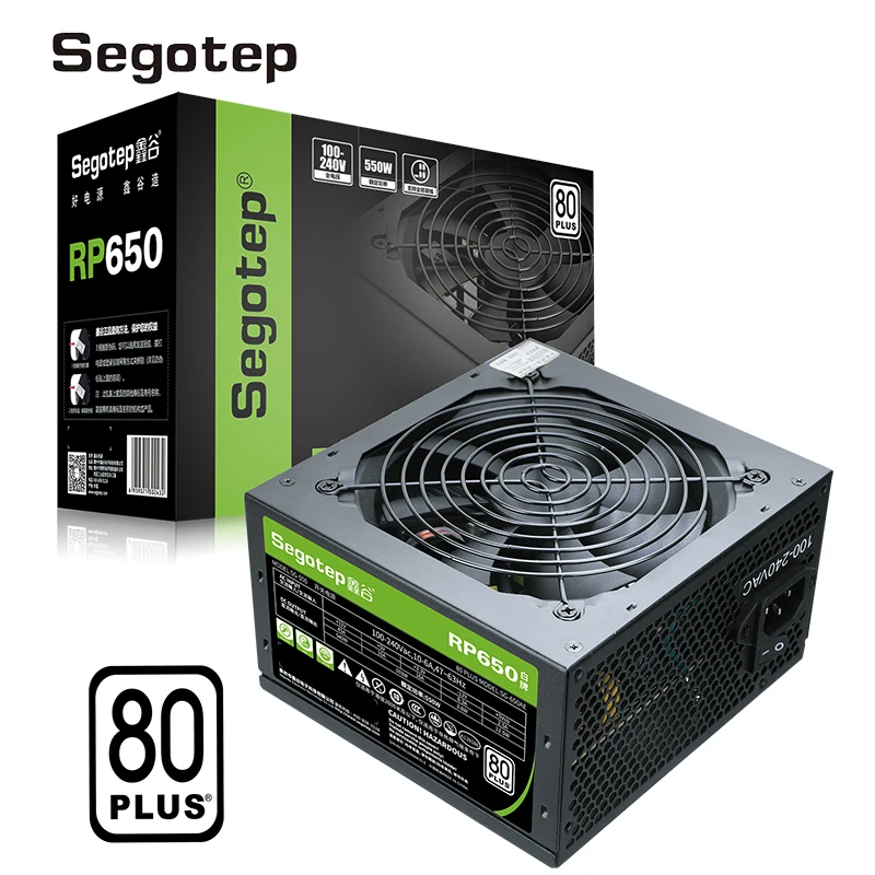 

Segotep RP650 PC Power Supply for Desktop Computer 80plus 550W ATX 12V With 120 mm Intelligent Temperature Control Cooling Fan