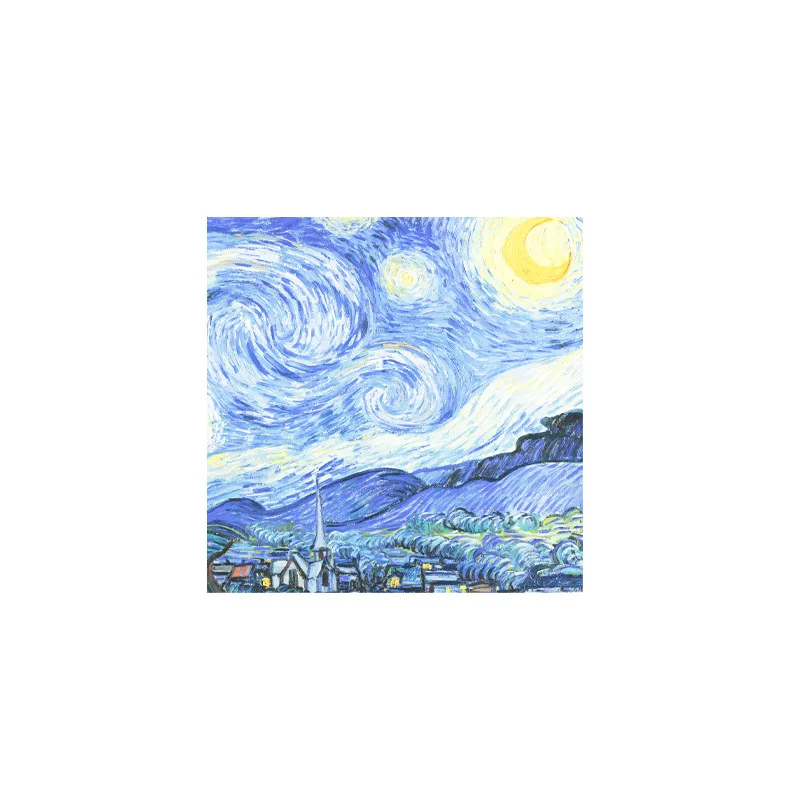 50 Sheets/Set Van Gogh Monet Oil Painting Series Memo Pads INS Style Starry Night, Sunflower Sticky Notes Stationery Supplies