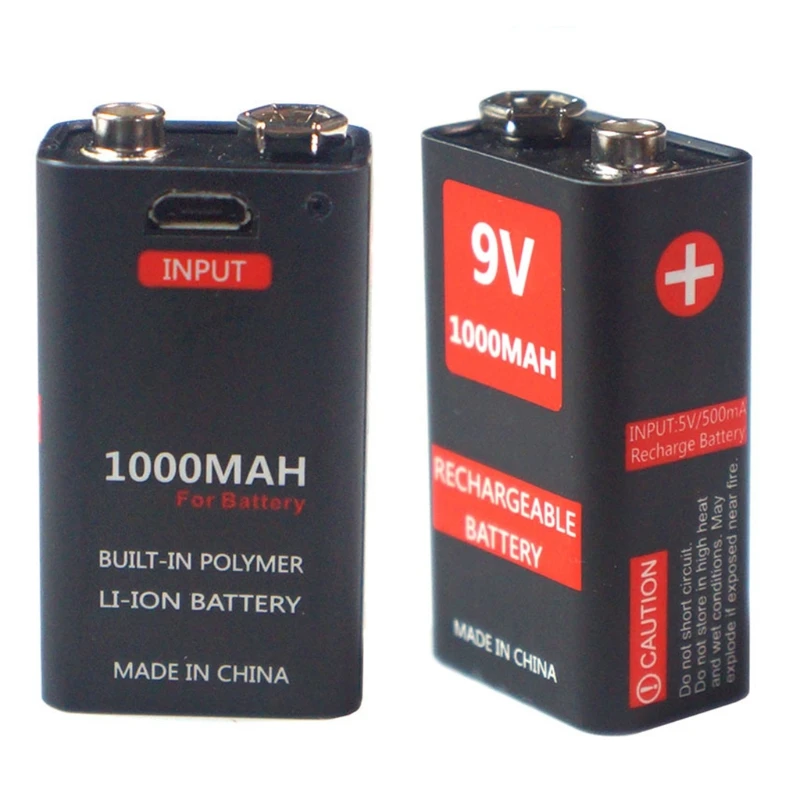 1000mAh micro USB 9 li-ion Rechargeable Battery 6F22 9V Lithium Battery for RC Helicopter Model Microphone Toy