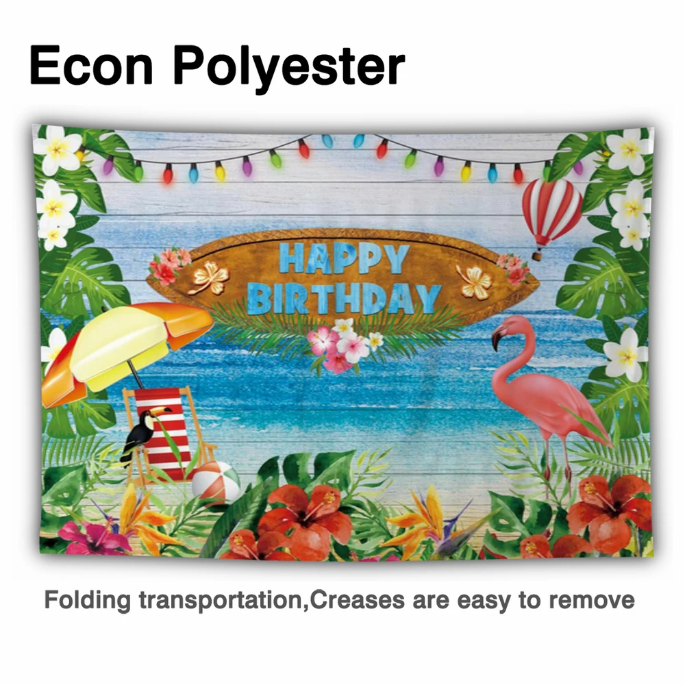 Funnytree Bữa Tiệc Sinh Nhật Vui Vẻ Nền Đèn Biểu Ngữ Lá Hạc Hoa Nhiệt Đới Biển Mùa Hè Ngày Lễ Photocall Phông Nền