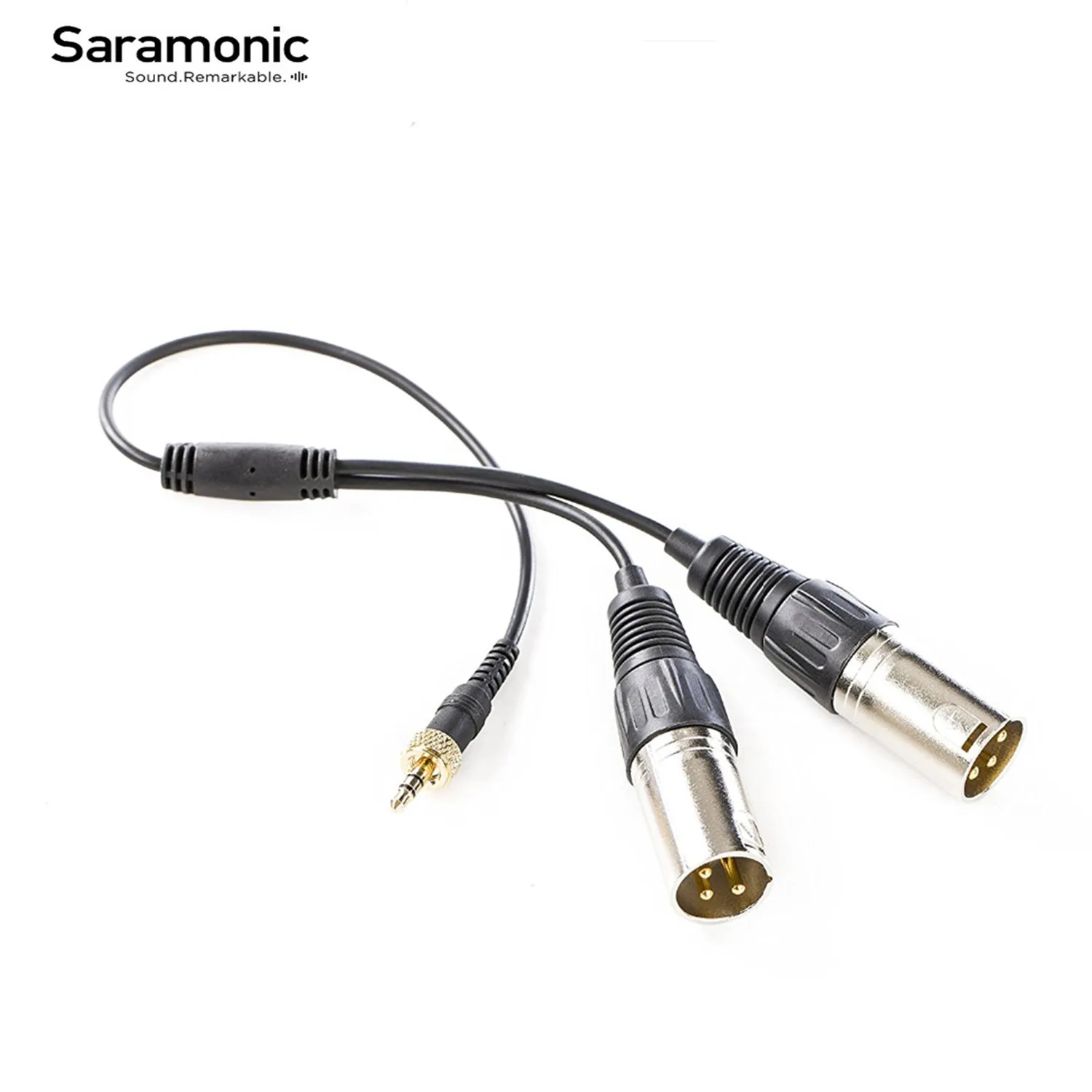 Saramonic SR-UM10-CC1 Male 3.5mm TRS Locking Thread connector to Dual 3-pin XLR Audio Adapter Cable for Wireless Microphone