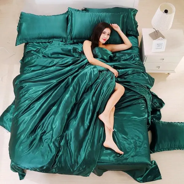 Solid Green Bedding Set Bed Sheets Luxury Duvet Cover High Quality Comforters Sets Comforter Quilt