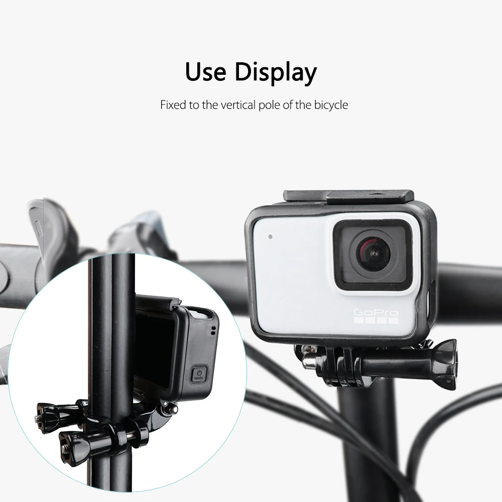 Vamson for Go Pro Accessories Bike Motorcycle Handlebar Pole Mount For Gopro Hero 12 11 10 9 8 7 6 5 4 for SJCAM Mijia for yi 4K