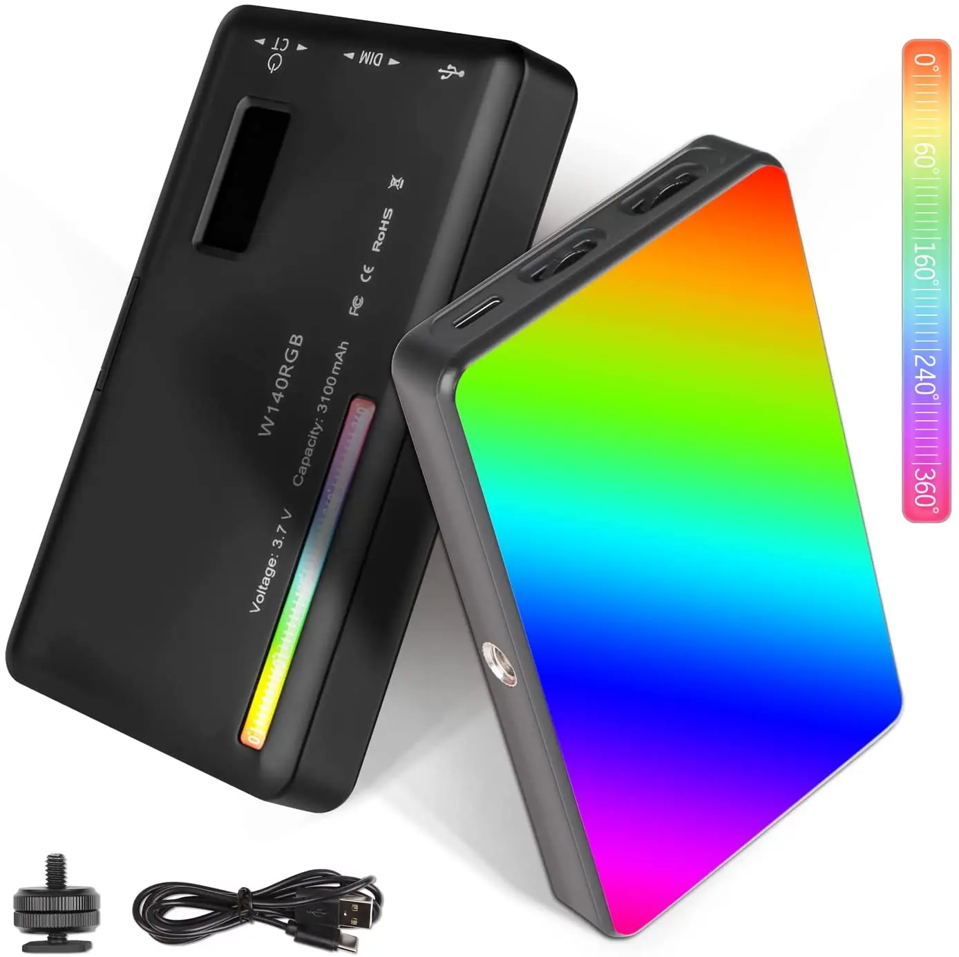 LUXCEO 8W Pocket RGB Video Light CRI95 2500K-9000K Atmosphere Light Built-in Battery for Vlog TIKTOK Shooting