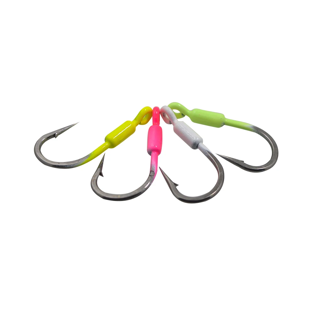 40pcs Snapper Jig Weighted Hooks 3g White/Pink/Yellow/Chartreuse Fishing Hooks