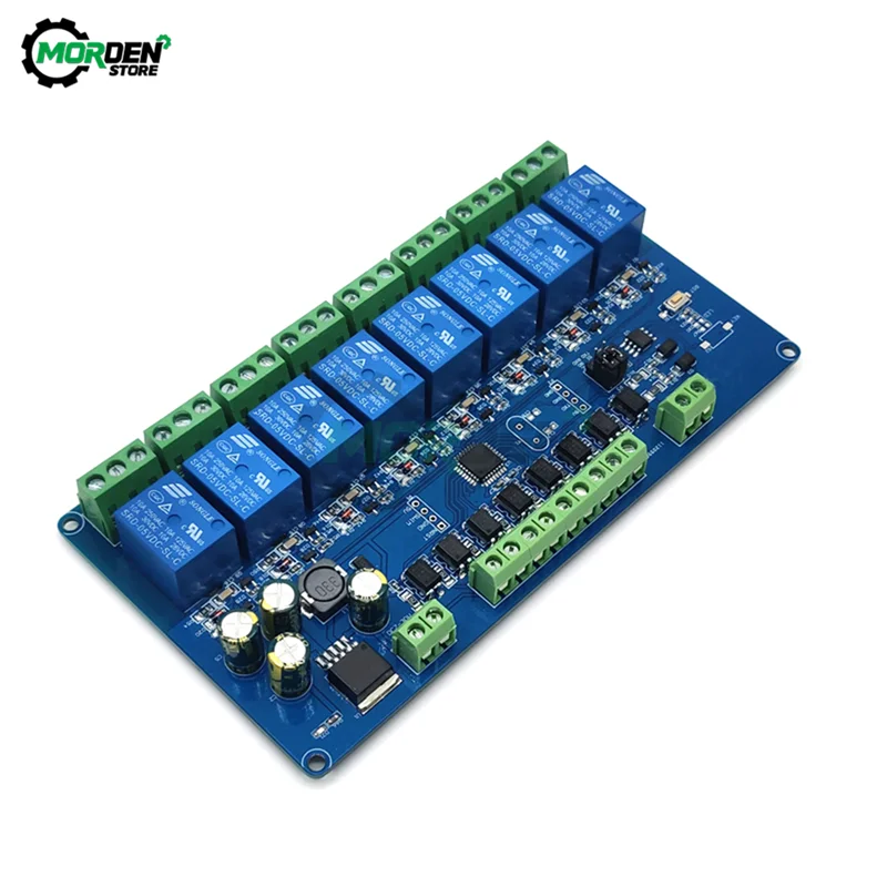 

8-канальный релейный переключатель Modbus RTU, 8 каналов, 8-канальный выход, 8-канальные входы RS485, TTL-связь, UART, 7-30 в, релейный переключатель
