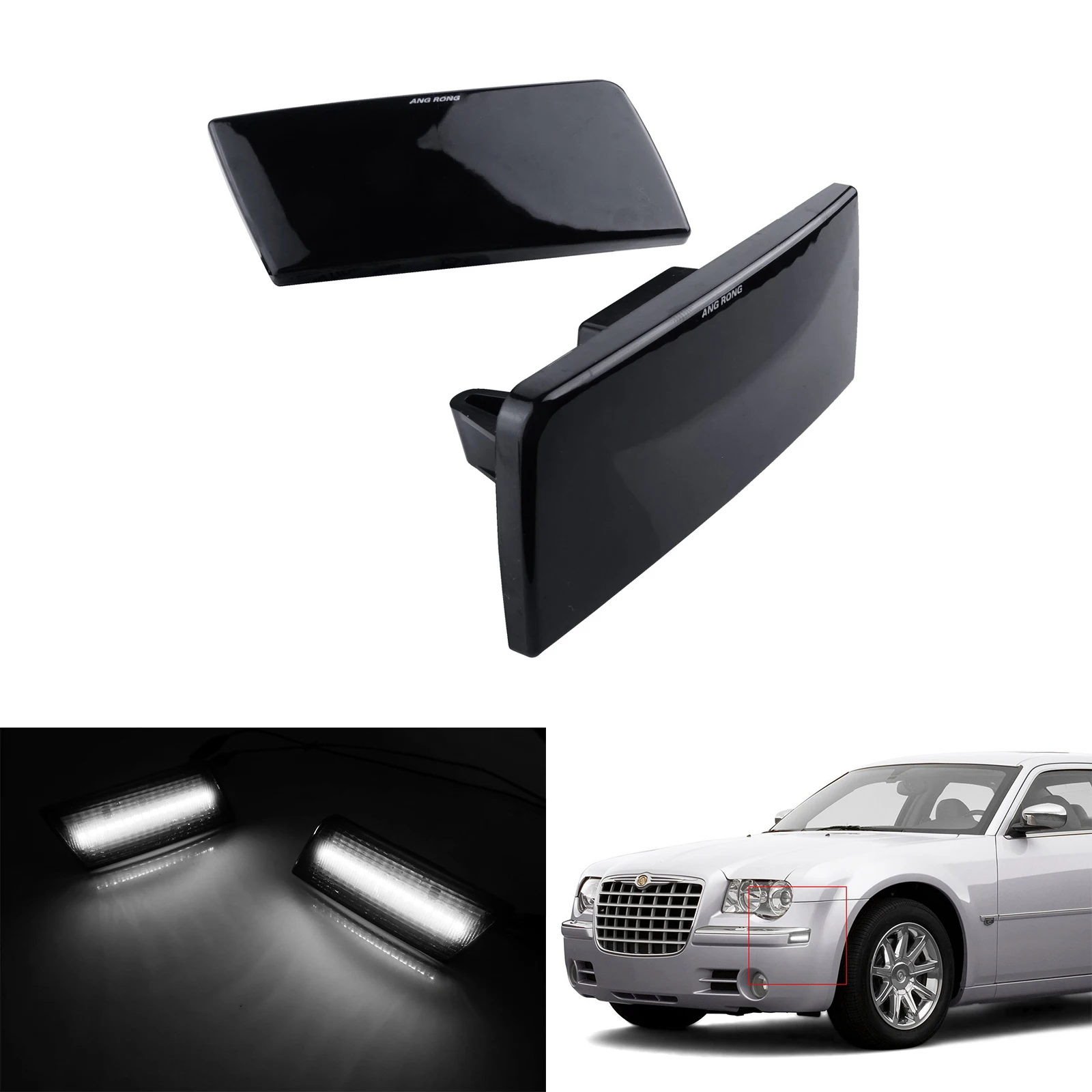 2x White LED Side Marker Repeater Light For Chrysler 300 2005-2010 Canbus Error Free