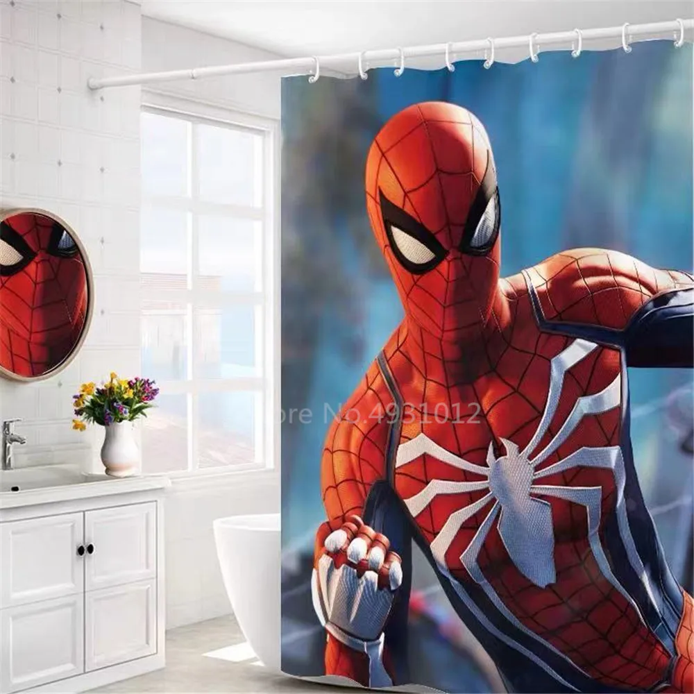 The New Disney Cartoon Baby Yoda Shower Curtains The Avengers Spiderman Waterproof Bathroom Bath Curtain With Hooks