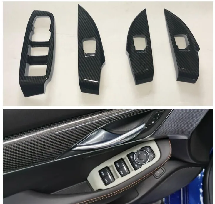 Fit for Cadillac CT5 2020 Car inner door window lift panel hand rest Cover Carbon fiber Styling sticker