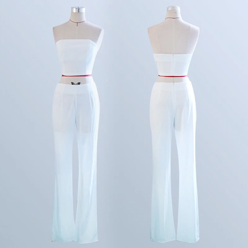 Rocwickline New Summer & Autumn Women's Jumpsuits Sexy & Club Solid Strapless Sheath Lace Formal Elegant Vintage Slim Jumpsuits
