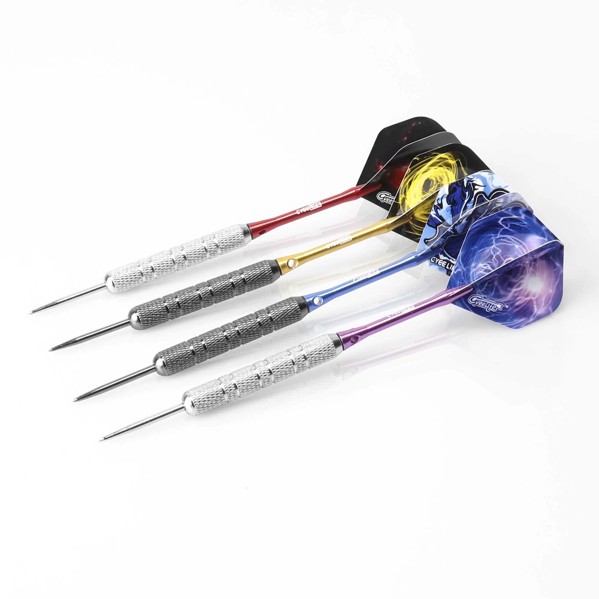 CyeeLife-Steel Tip Darts, 18g, 12Packs,12 Aluminium, 4 Colors, Tool, Sharpener, 16 Flights, Gift Packaging, Home Dart Set