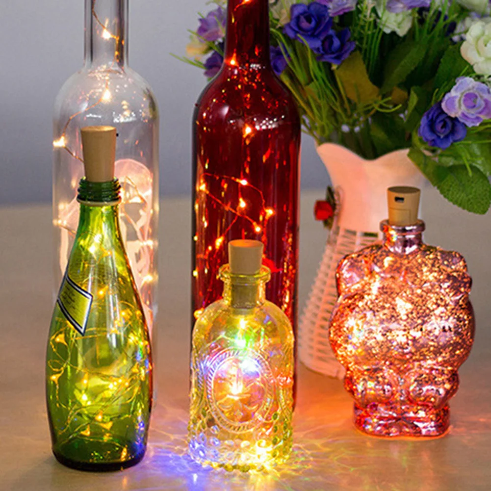6PCS 2M 20 코르크 빛 AAA 배터리 LED 코르크 빛 문자열 와인 병 빛 장식 구리 문자열 빛 따뜻한 빛 DIY 방식