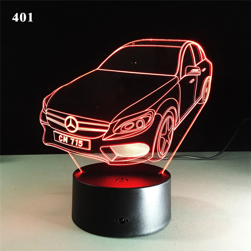 3D Night Light F1 4DW Model LED Acrylic NightLight Cool Pony Car Sports Car Atmosphere Table Lamp Christmas Boy Friend Kid Gift