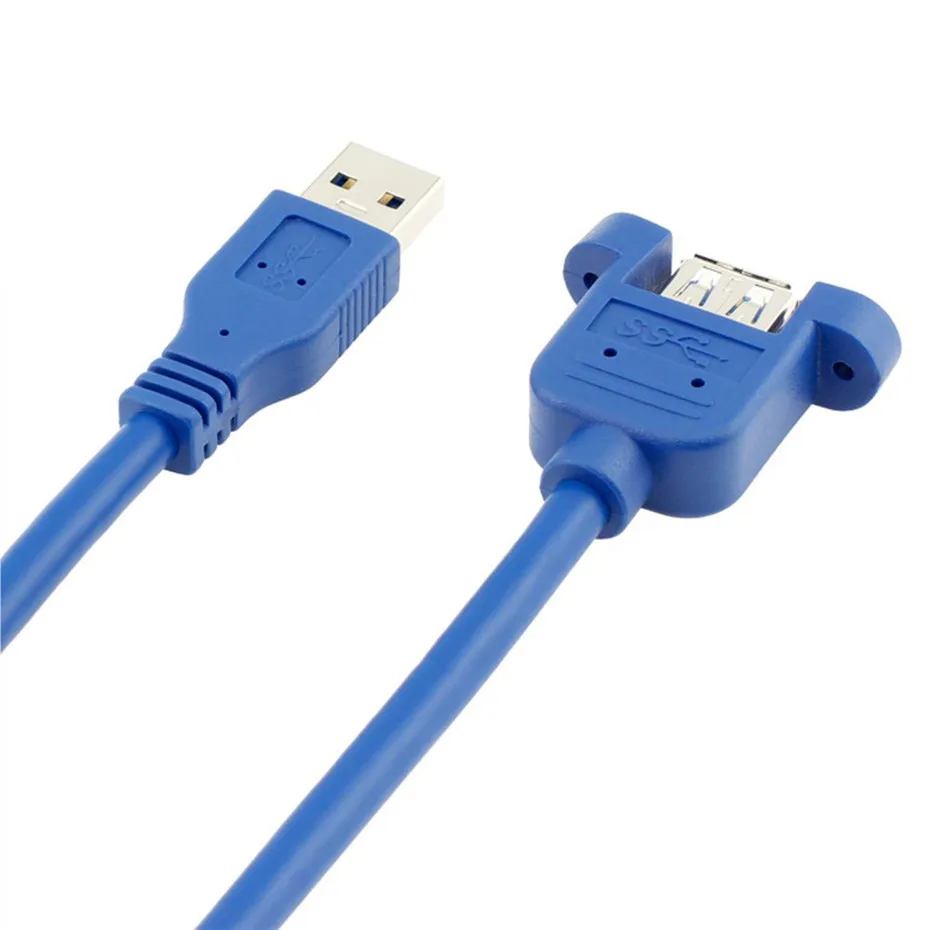 USB Cable 3.0 Extension Male to Female extender cable cord Dual Shielded  Screw Panel Mount 0.3M 0.6M 1M 1.5M 3M