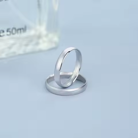 Buyee 925 Sterling Silver Couples Ring Smooth Simple Ring Finger for Men Women Engagement Wedding Bands Fine Jewelry Circle