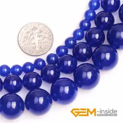 Blue Jades Round Loose Spacer Accessorries Beads For Jewelry Making Strand 15 inch DIY Jewelry Bead For Bracelet For Gift 6-12mm