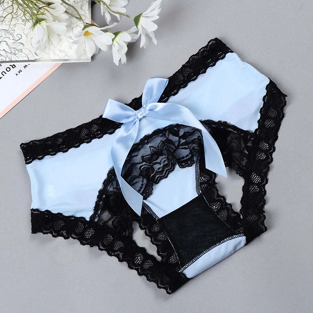 Women Sexy Panties Hips Bowknot Crotchless Panties Knickers Sexy Lingerie Underwear ropa interior femenina Open Crotch Briefs