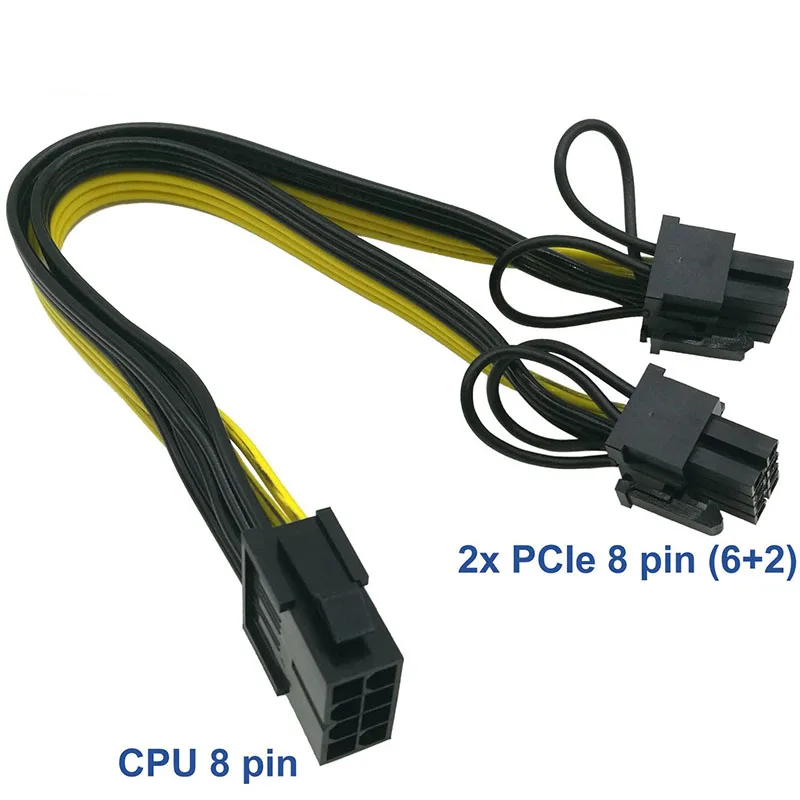 6 Buah CPU 8 Pin Female Ke Dual PCIe 2X 8 Pin (6 + 2) Male Power Adapter Splitter Cable For Graphics Card BTC Miner 9-Inci