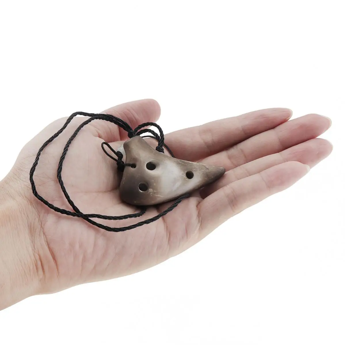 Mini flûte Soprano à 6 trous, ton C, collier Ocarina, Surface fumée, Instrument de musique avec corde de suspension