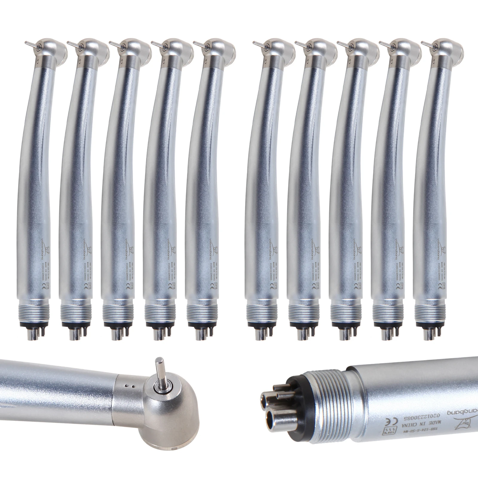 

10Pcs Dental High Speed Handpiece 4 Hole Hand Piece Standard Head Push Button Turbine Stainless Steel Body Dental Tools