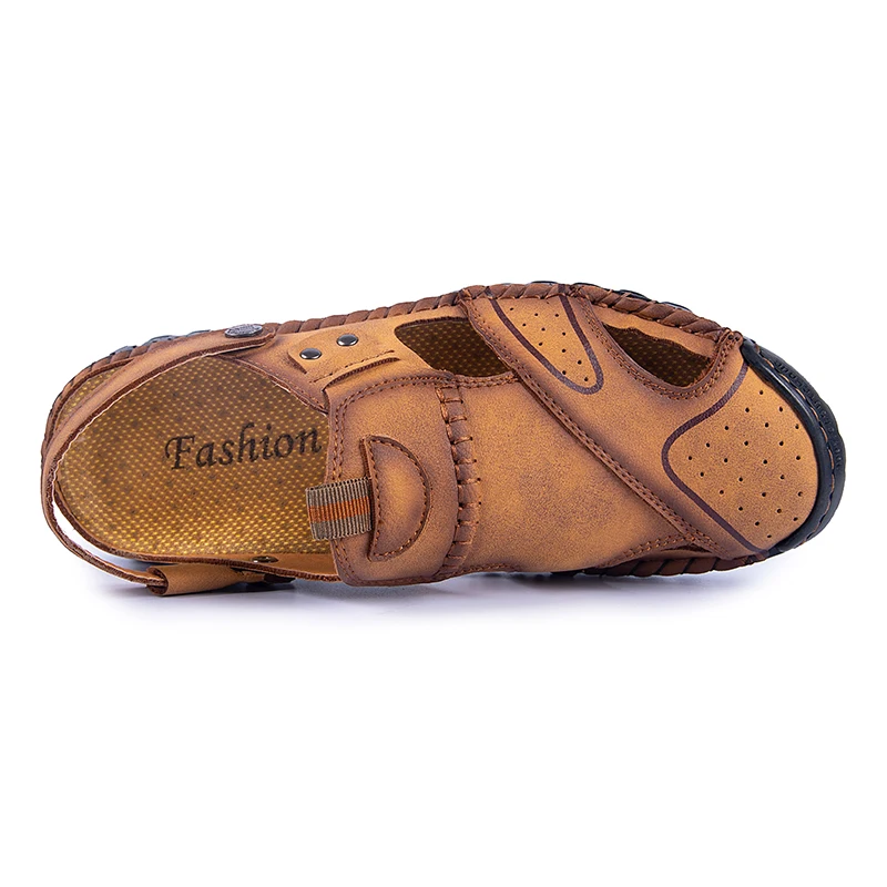 New men's summer sandals, hand-stitched sandals and slippers dual-use large size outdoor breathable men's shoes