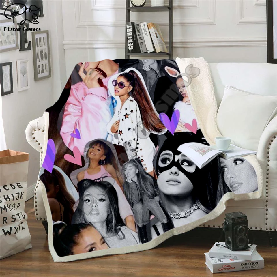 Ariana Grand Fleece Blanket Plush 3d Printed for Adults Sofa Sherpa Fleece Bedspread Wrap Throw Blanket style-5