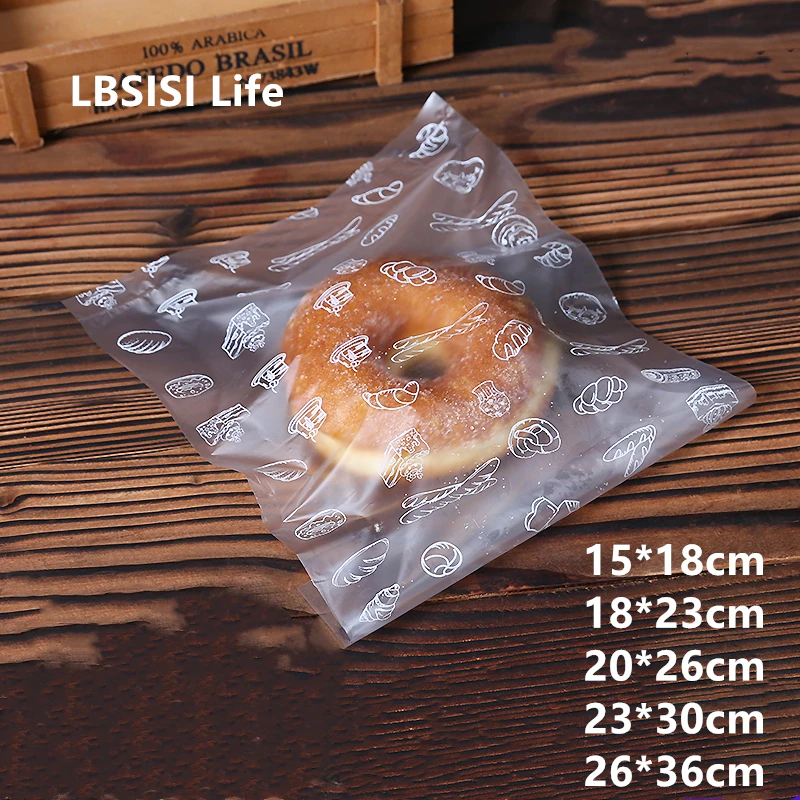 LBSISI Life Soft PE Frosted Plastic Bag For Bread Toast Cookie Candy Disposible PE Top Open Flat Food Gift Bags