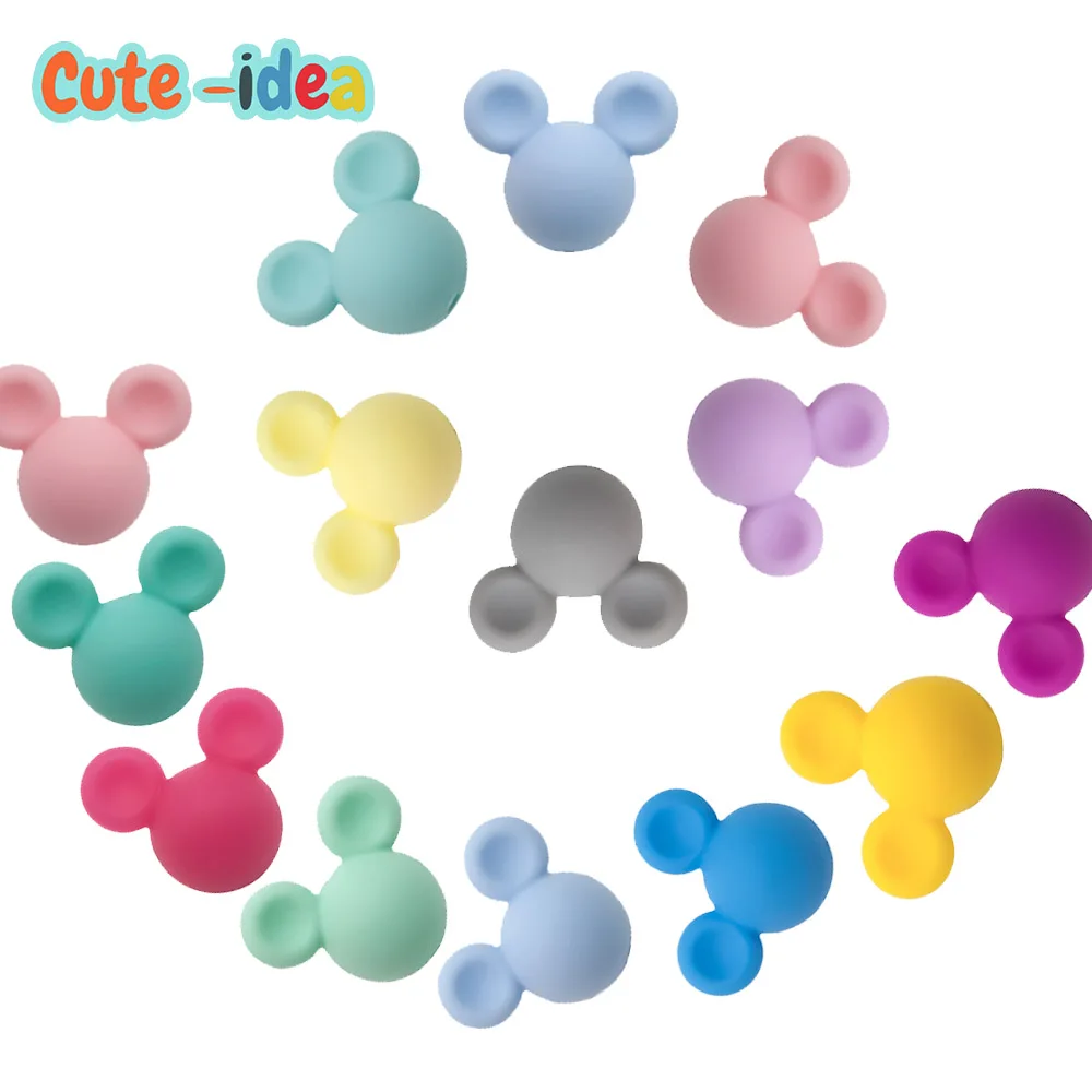 Cute-idea 10pcs Baby Mouse Teething Beads Food Grade chew teether For Necklaces DIY  Nursing Pacifier chain Toys Baby goods