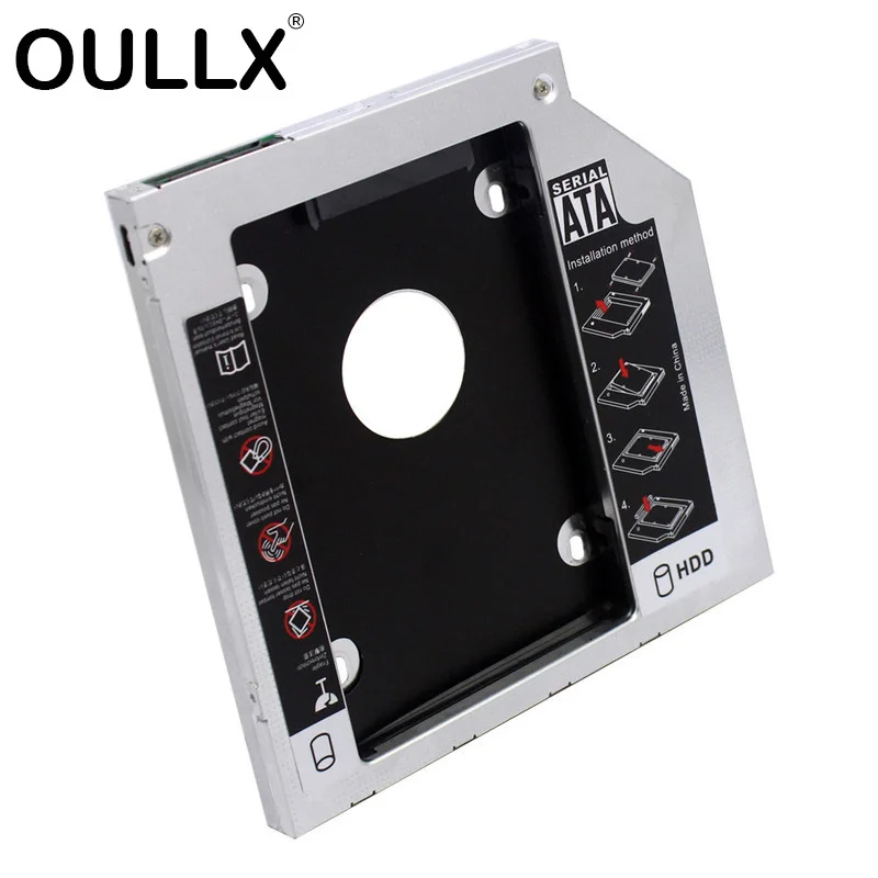 OULX 광학 베이 HDD 캐디, 노트북 CD-ROM DVD-ROM SSD 케이스 박스, SATA 3.0, 2.5 인치 HD 하드 디스크 드라이브 인클로저, 12.7mm, 9.5mm, 9mm