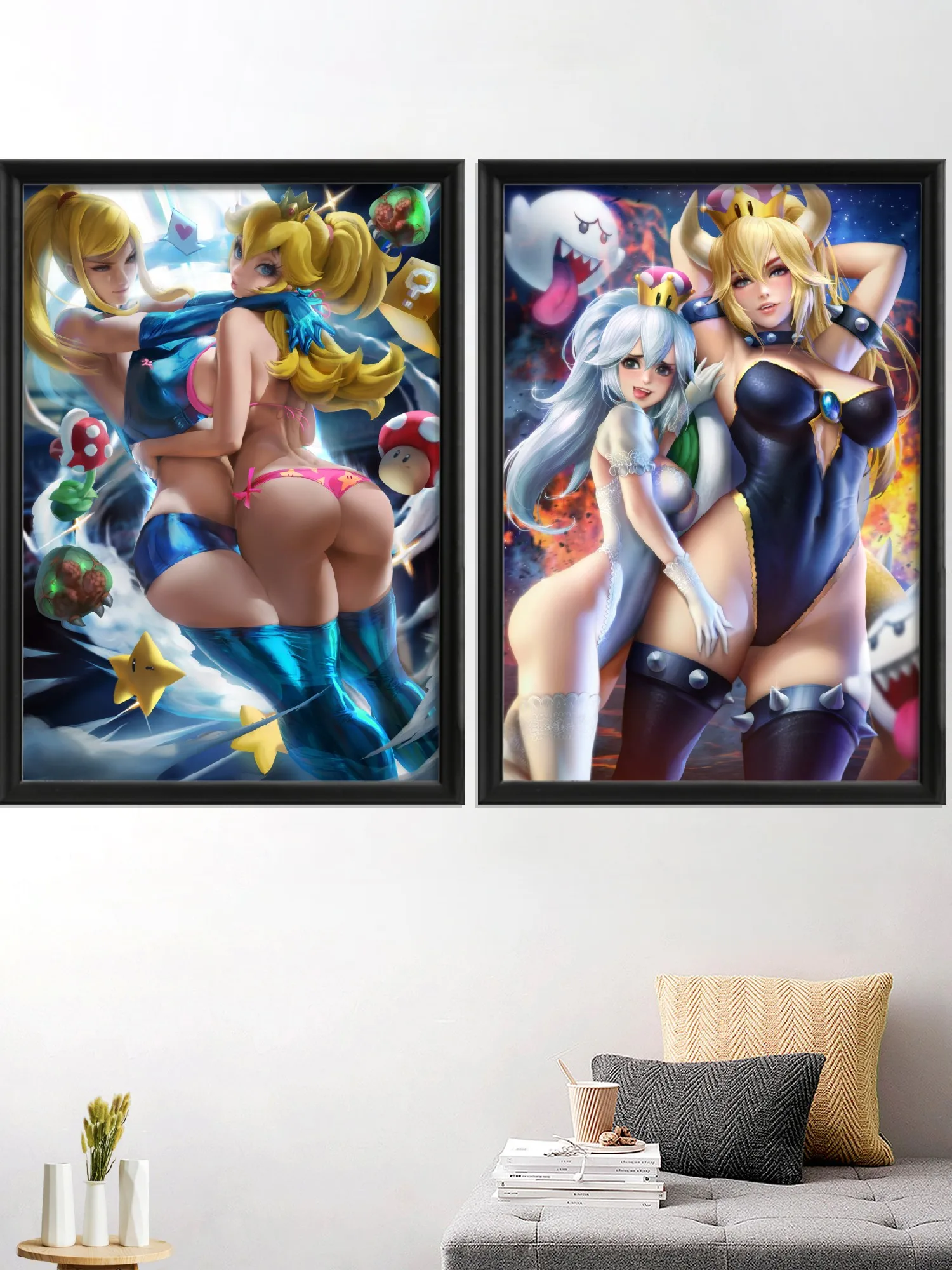 

Rosalina Bowsette Princess Samus Aran Game Sexy Nude Girl Cartoon Anime Art-Poster Wall Decor Decoration Home Custom Prints Silk