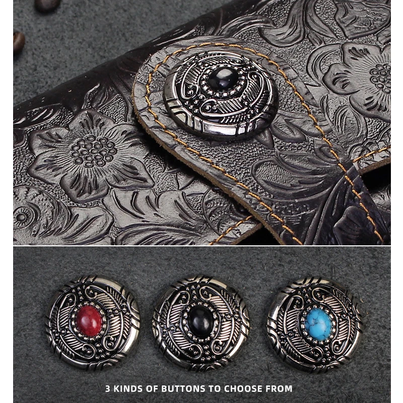 Handmade Genuine Leather Women Wallet Retro Classic Long Purse Mulit-function Phone Holder Credit Card Slot With Zipper Pocket