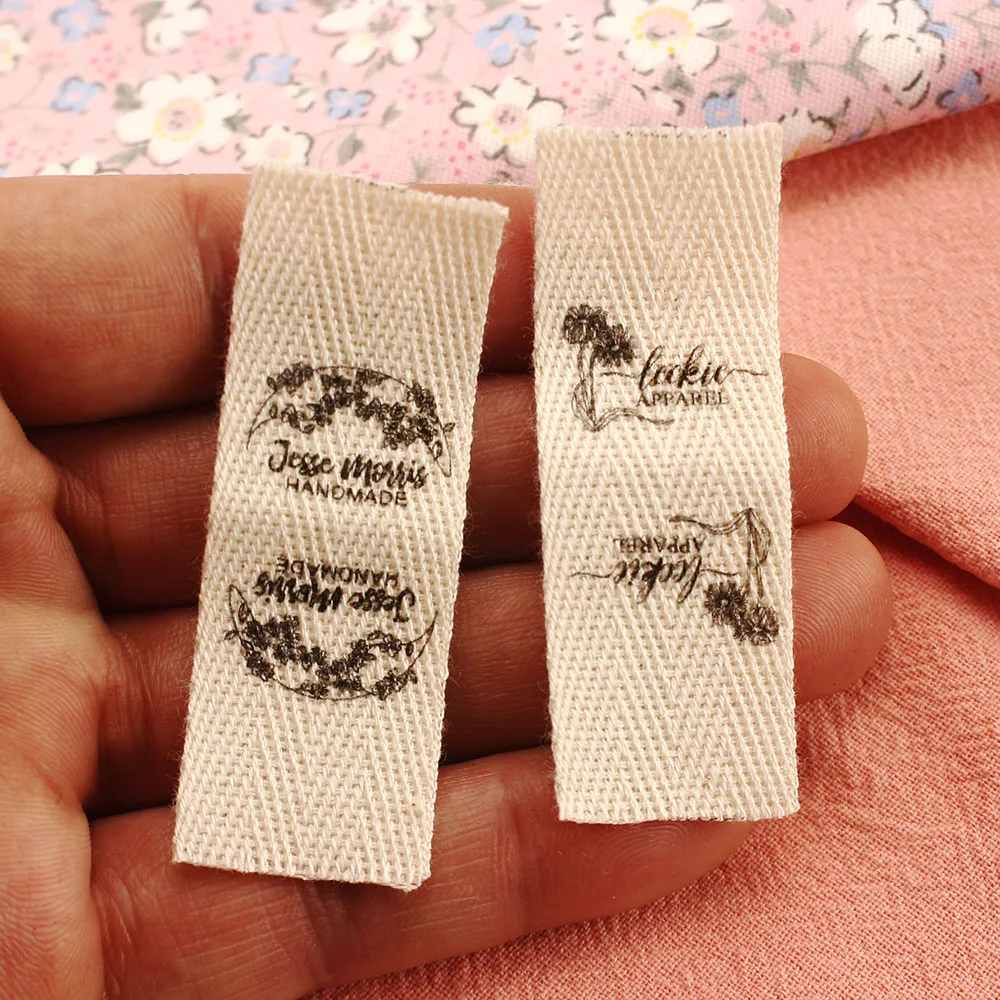 Cotton Twill Webbing, Flat or Folded Labels,Printed Sew-in Fabric,Custom Personalizada, Knitting or Crochet Labels, 20x60mm