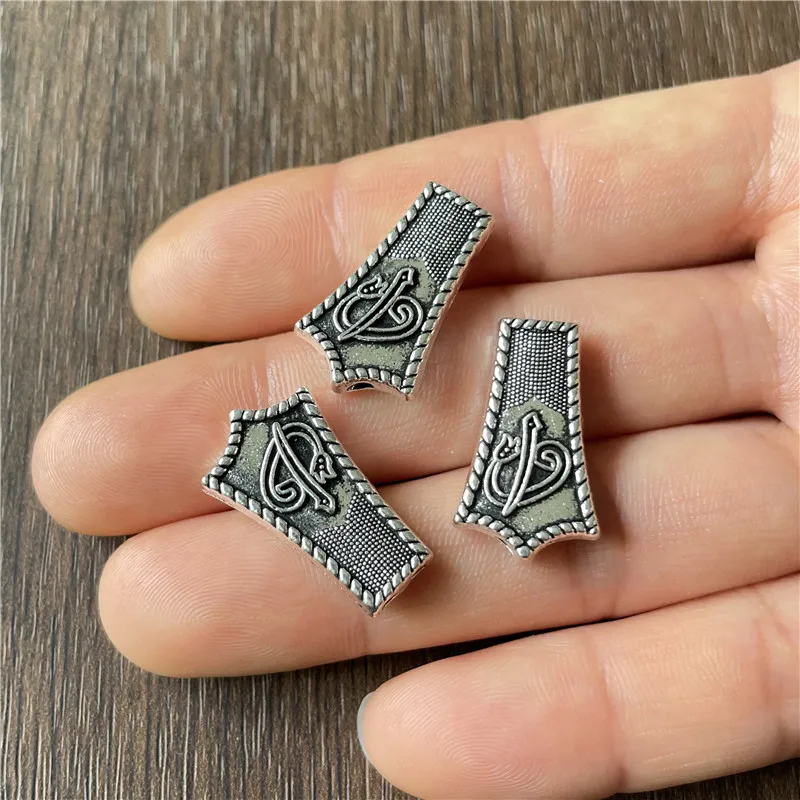 5pcs Charm Double Hole Carved Antique Silver Shield Shape Connector For Jewelry Making DIY Handmade Rosary Necklace Accessories