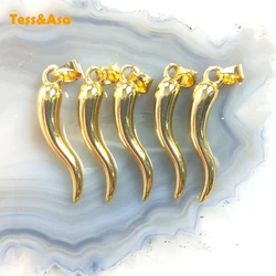 5pcs Interesting Unique Style Gold Color Italian Horn Chili Shape Pendant Necklace For Men Women Jewelry Cornicello Protection