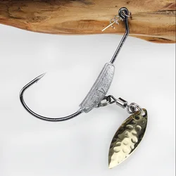 Offset Fishing Hooks 4g 5g 7g Crank Hook with Spoon Soft Baits Add Lead Crank Hook With Lead Sinker Metal Spoon Sequins
