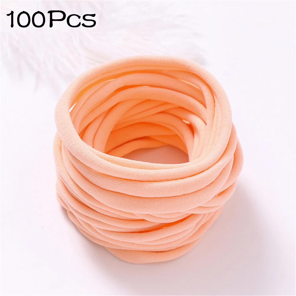 100 stks/partij Baby Meisje Nylon Hoofdband Nieuwe Traceless Rekbare Dunne Skinny Nylon Hoofdbanden Voor Kinderen Pasgeboren Baby Haaraccessoires