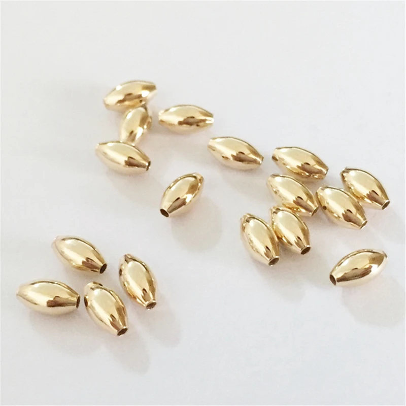 100% 14K Gold Filled Oval Beads 5MM/6MM Gold Beads for Jewelry Making Handmde DIY Accessories Gold Jewelry Findings