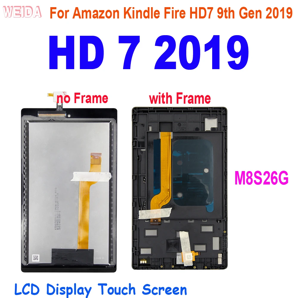 For Amazon Kindle Fire HD7 HD 7 9th Gen 2019 HD7 2019 HD 7 2019 LCD M8S26G LCD Display Touch Screen Digitizer Assembly Frame