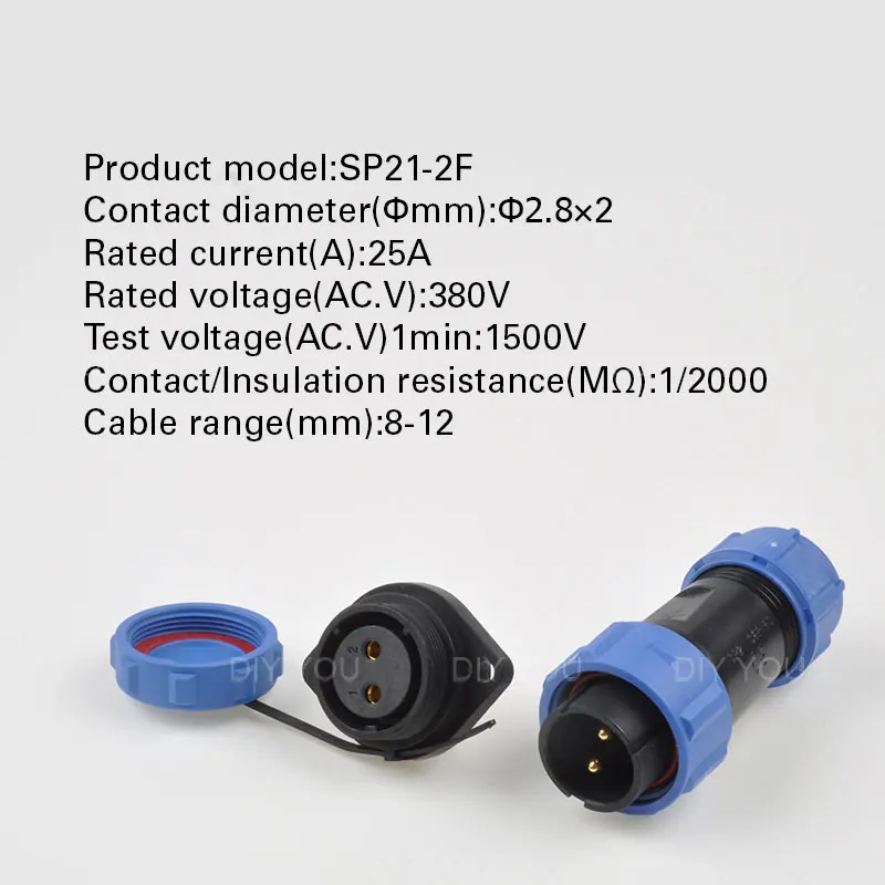 SP21 IP68 Flange Type Waterproof Aviation connector 2 3 4 5 7 9 12 Pin power cable connector Electric plug socket