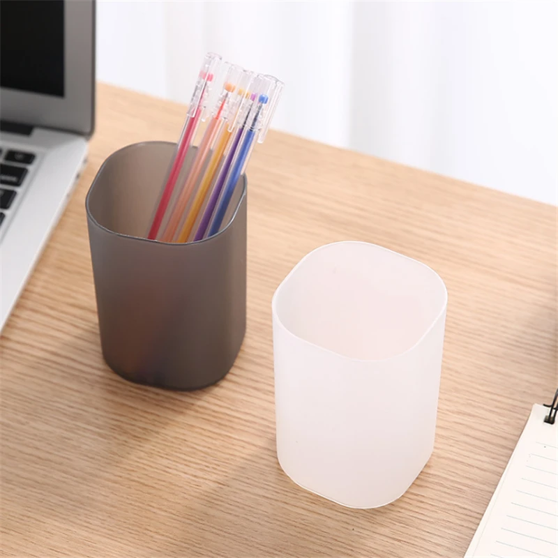 Transparent Desktop Pen Holder Scrub Simple Storage Box Multi-function Office Student Stationery Storage Tube
