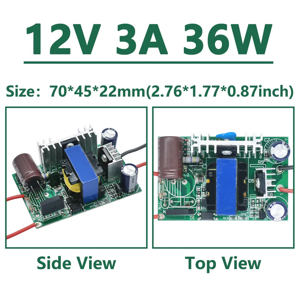 Imagem -04 - Led Driver 220v 230v Luzes para Fonte de Alimentação Led 12v Transformadores de Luz para Ventilador Cpu Dc12v 24v 6w 12w 24w 36w 60 84 100 120