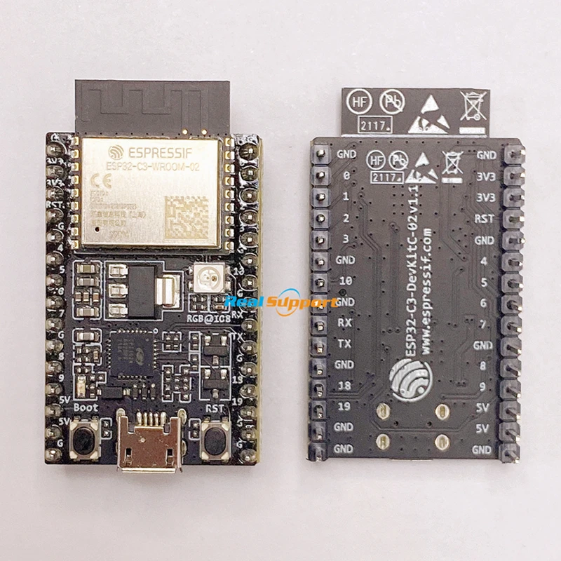 ESP32-C3-DevKitC-02 development board with ESP32-C3-WROOM-02 module