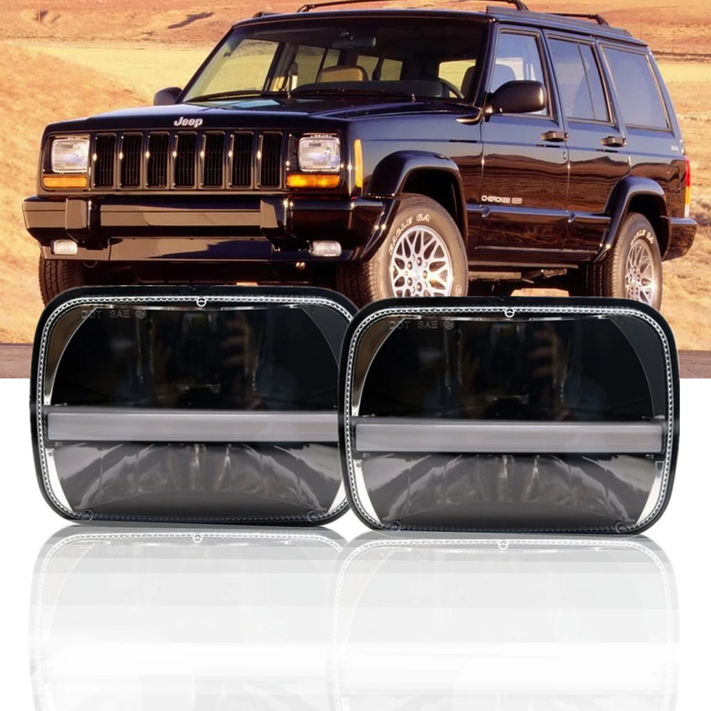 

2pcs Auto Led Headlight 7X6 5x7 Inch White DRL Amber Turn Signal Headlamps For Jeep Cherokee XJ Trucks Nissan Car Accessories