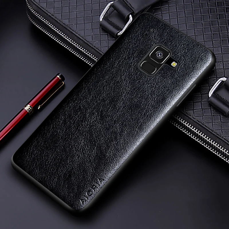 Luxury PU leather Case for Samsung galaxy A8 Plus 2018 A530 A730 case Business solid color design cover for samsung a8 plus case