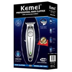 Kemel-Profissional Barbeiro Cabelo Clipper, Máquina De Acabamento, 0 mm Cortador De Dispositivo, Máquina De Corte De Cabelo, Sem Fio, Kmei Clipers para Cabeça