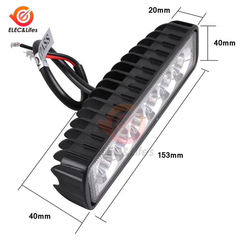 6 inch 12V 18W 6 LED Offroad Car Work Light Spotlight Daytime Running Light 6*3W Flood Beam For Jeep 4x4 ATV 4WD SUV Car Styling