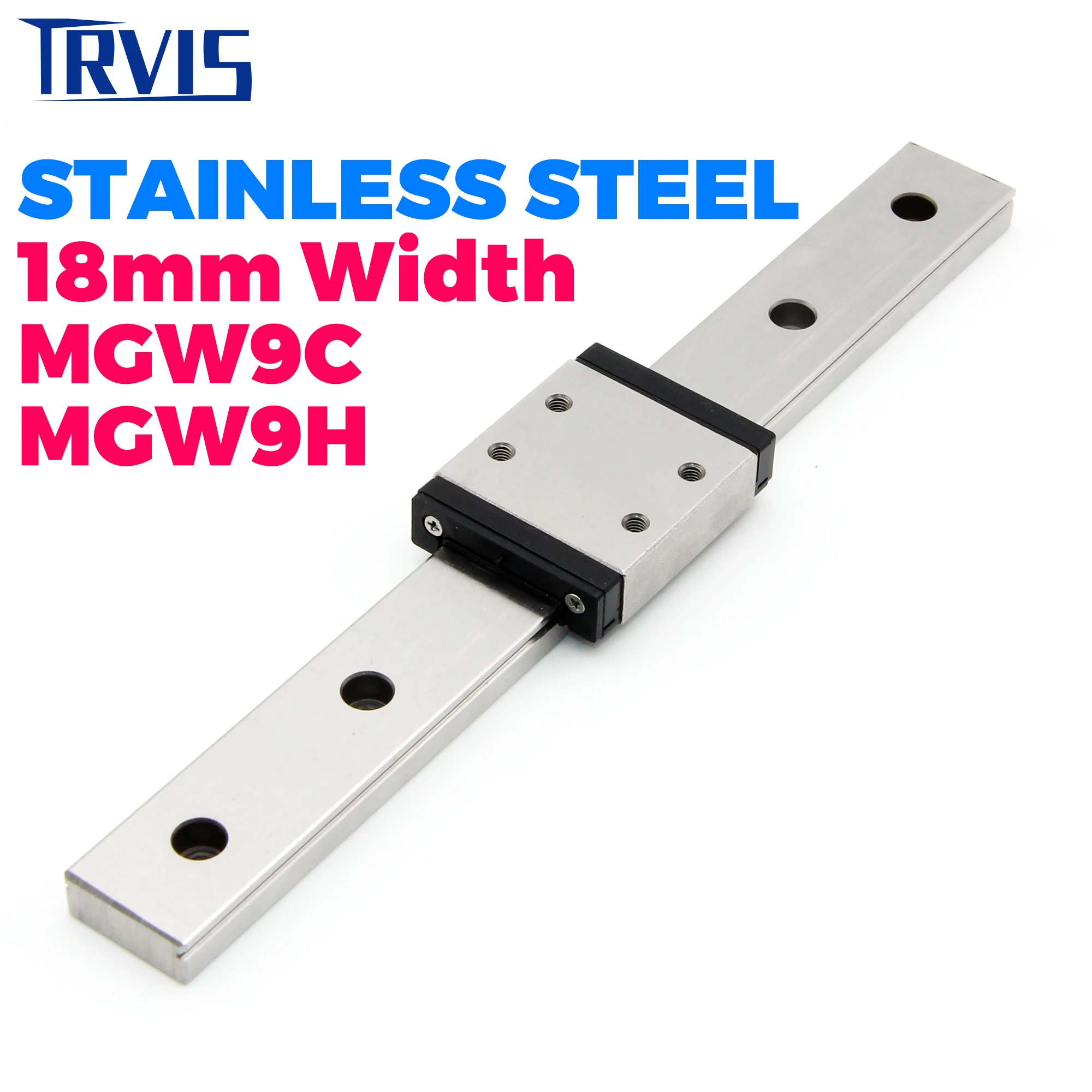 18mm Linear Guide Rail MGW9 MGW9C MGW9H 440C Stainless Steel Bearing Slide Guideway 1pc Rail with 1pc Carriage CNC 3D Printer