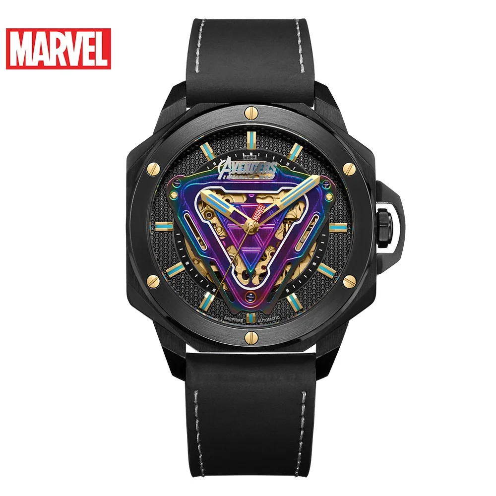 Marvel Avengers Iron Men Automatic Mechanical Waterproof Watches Male Luminous Full Steel Sapphire Mirror Disney Luxury Clocks