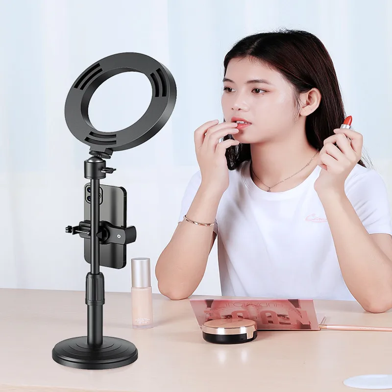 OURFENG Ring Light 3 Colors Led Adjustable With Mobile Holder Support USB Ringlight for Live Video Streaming Studio Makeup