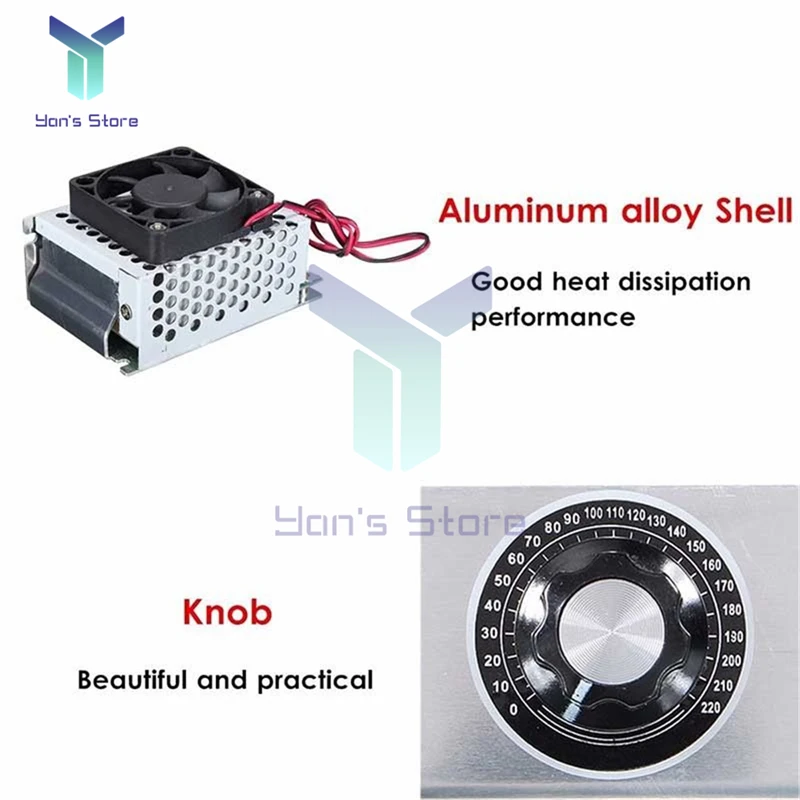 220V 4000W 20A AC Motor Speed Controller SCR Voltage Regulator Fan LED Light Temperature Speed Control Dimmer Switch Heat Sink